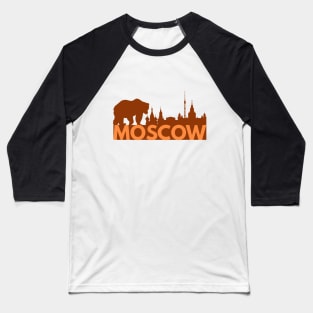 Moscow Skyline and Russian Bear Baseball T-Shirt